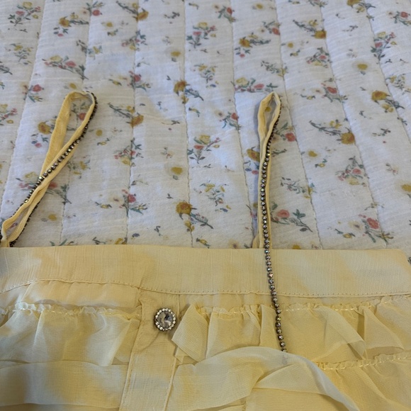 NWT Juju Butter Yellow Sleeveless Ruffle Mini Dress Size XS-S Jeweled Button-Up - Picture 4 of 9